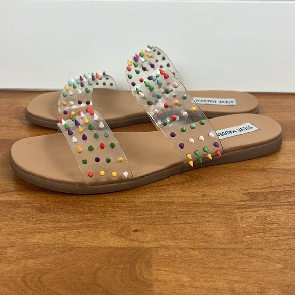 Steve Madden blizie spiky colorful slide sandals size 8 fun casual trendy - Picture 3 of 7